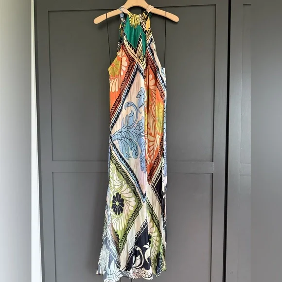 ZARA NWT Multicolor Halter Maxi Dress • L - Picture 7 of 11
